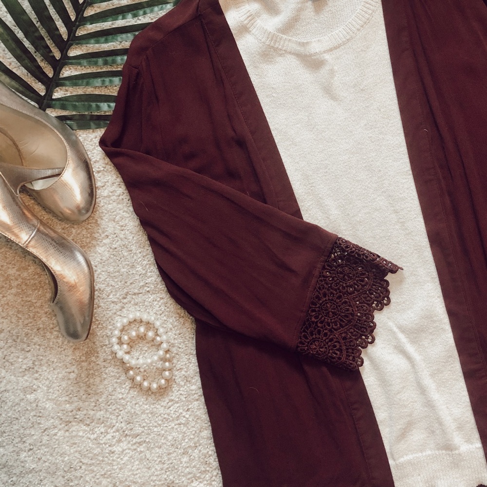 Lacy Maroon Layering Cardigan